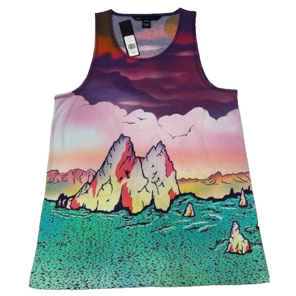 Marc by Marc Jacobs Graphic Watercolor Tank Top Plum/Green NWT-Size XS MSRP $98‎